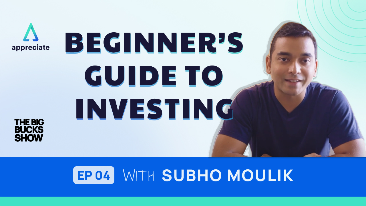 The beginner's guide to investing is the title of a podcast that is hosted by Subho. This is also a YouTube video thumbnail.
