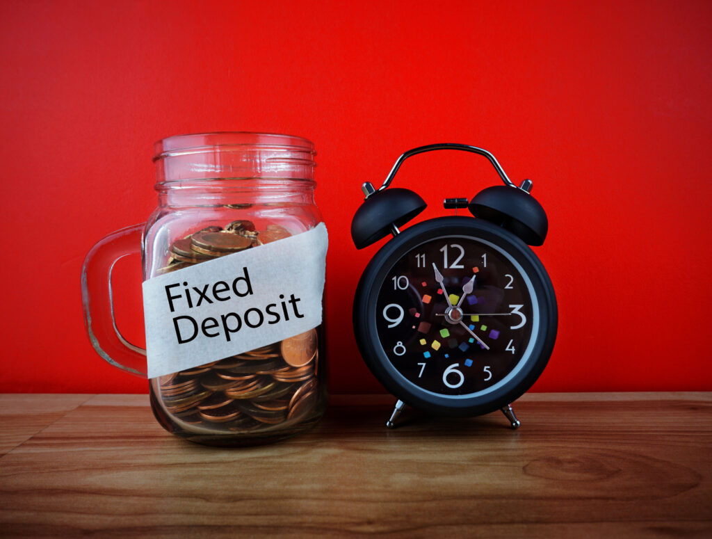 Fixed deposit next to a clock