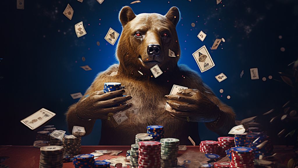 Bear playing poker